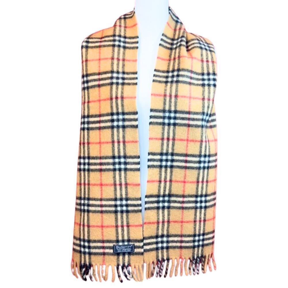 Burberry 100% Lambswool Scarf House Check Plaid Full Length Fringe AUTHENTIC - Picture 3 of 9